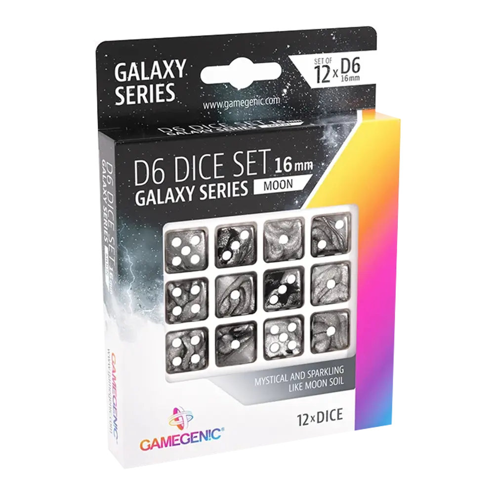 UNIT Gamegenic Galaxy Series - Moon - D6 Dice Set 16 mm (12 pcs) Black main image 0