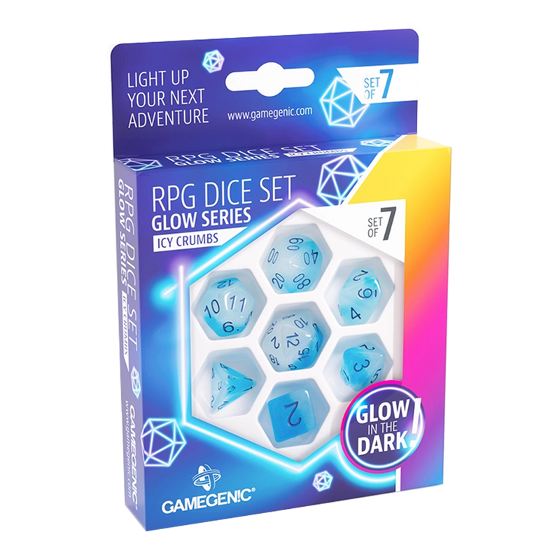 Load image into Gallery viewer, GLOW SERIES - ICY CRUMBS - RPG DICE SET (7 PCS)