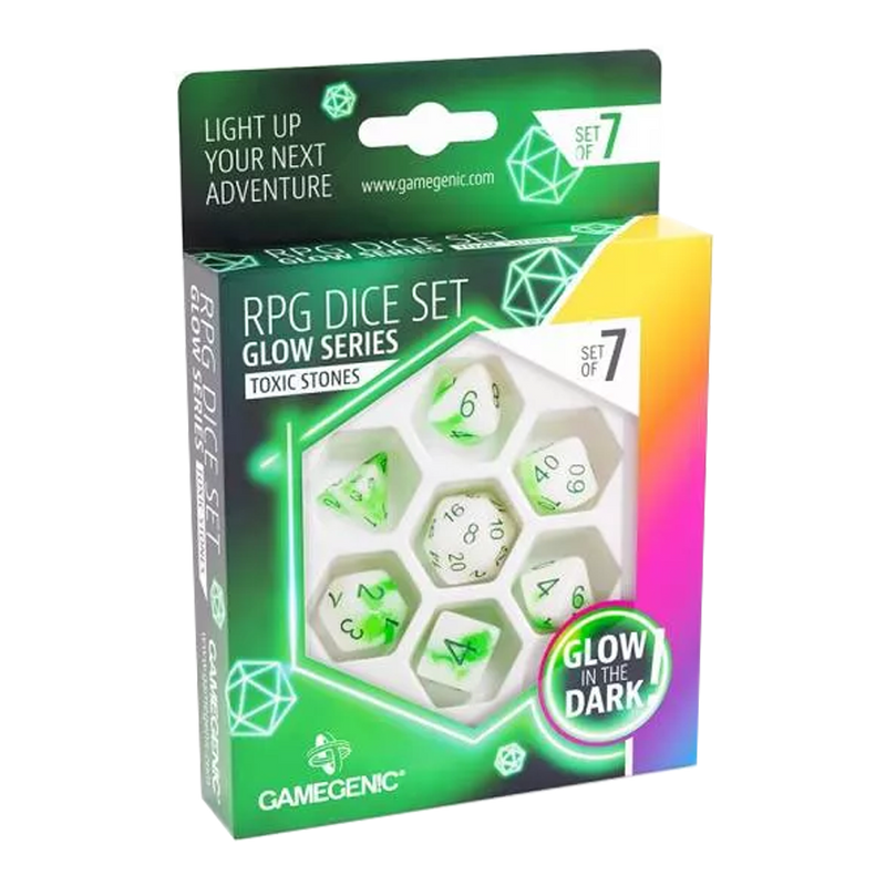 Load image into Gallery viewer, GLOW SERIES - TOXIC (VENOM STONES) - RPG DICE SET (7 PCS)