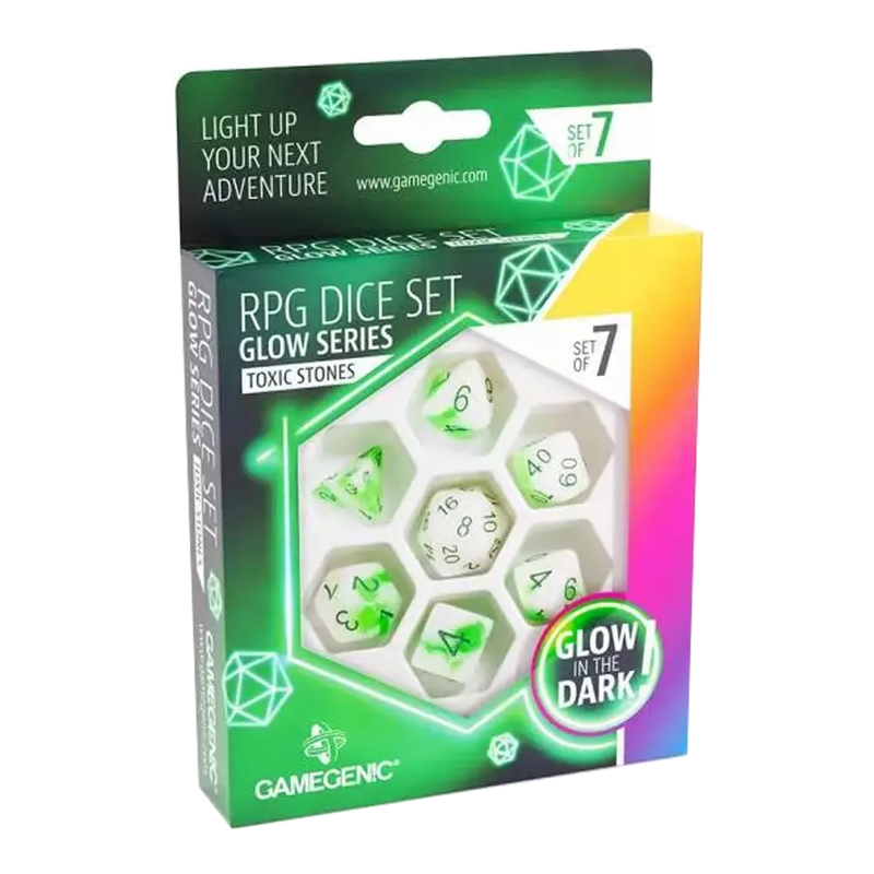 Load image into Gallery viewer, GLOW SERIES - TOXIC (VENOM STONES) - RPG DICE SET (7 PCS)