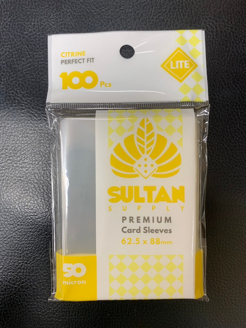 Load image into Gallery viewer, Sultan Supply: 100pcs 62.5 x 88 mm (64.5x90) (Citrine Lite) 50 micron Sleeves
